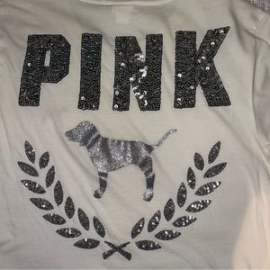Victoria’s Secret PINK White Bling Short Sleeve